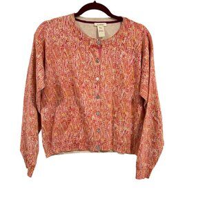 Sundance Pink Peach Front Button Cardigan Size M